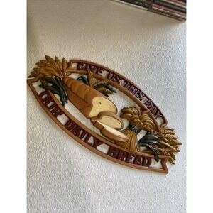 Vintage Sexton Metal Wall Plaque Give Us This Day Our Daily Bread Kitchen Decor